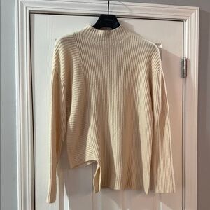 Express Cream Ribbed Turtleneck Sweater